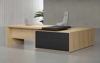 Drad L Shaped Executive Desk (Black) - Highmoon Office Furniture Manufacturer and Supplier