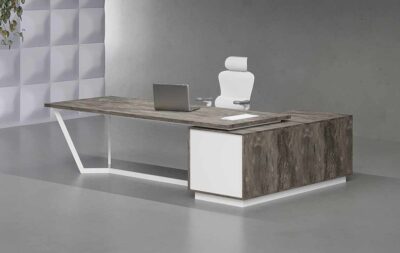 Jade L Shaped Executive Desk (White Leg) - Highmoon Office Furniture Manufacturer and Supplier