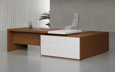 Drad L Shaped Executive Desk (White) - Highmoon Office Furniture Manufacturer and Supplier