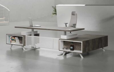 Engro Ergonomic Executive Desk (White Leg) - Highmoon Office Furniture Manufacturer and Supplier