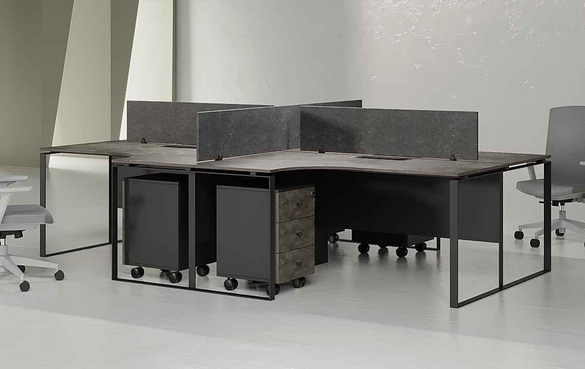 Sync 4 Cluster L Shaped Workstation