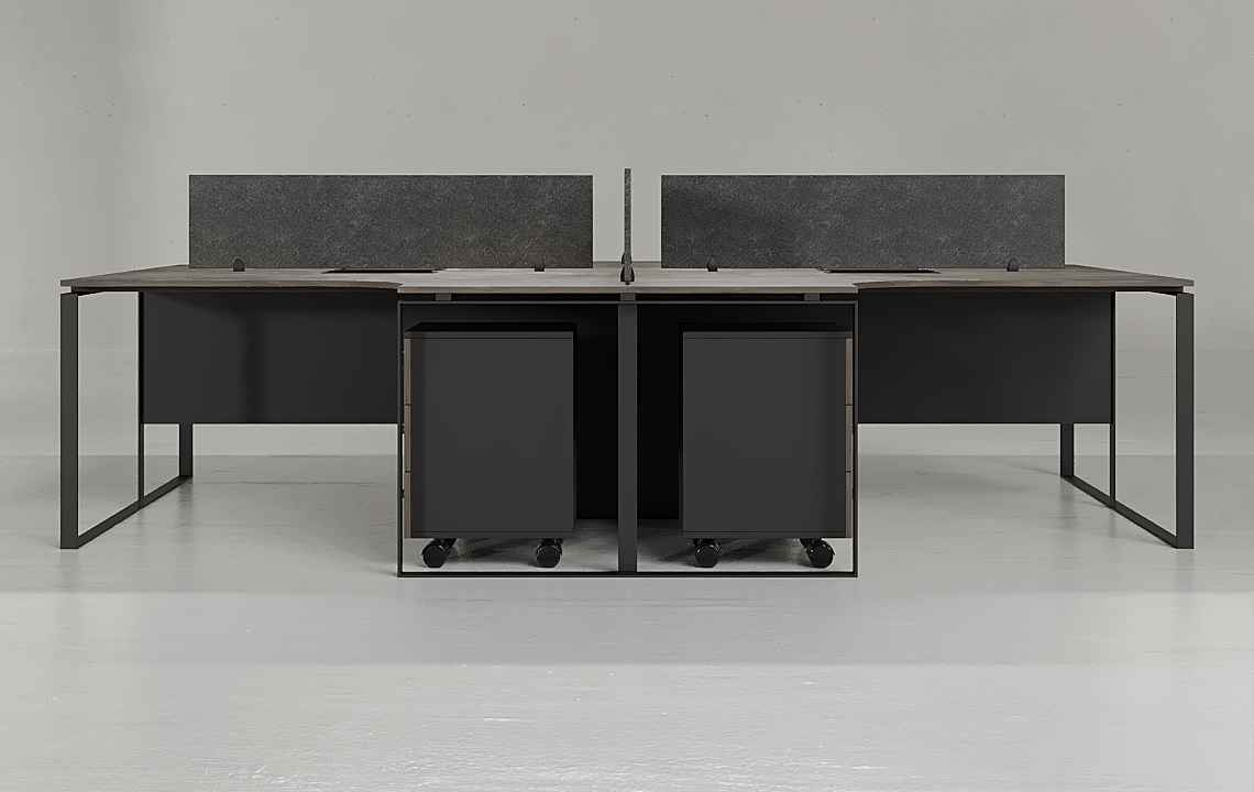 Sync 4 Cluster L Shaped Workstation