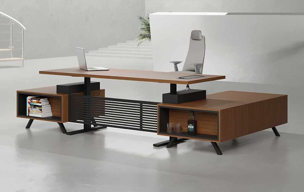 Engro Ergonomic Executive Desk (Black Leg) - Highmoon Office Furniture Manufacturer and Supplier