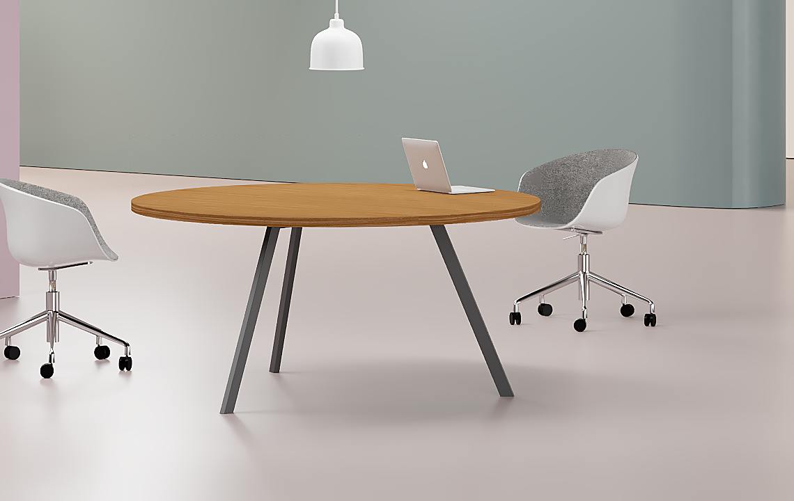 Orange Round Meeting Table