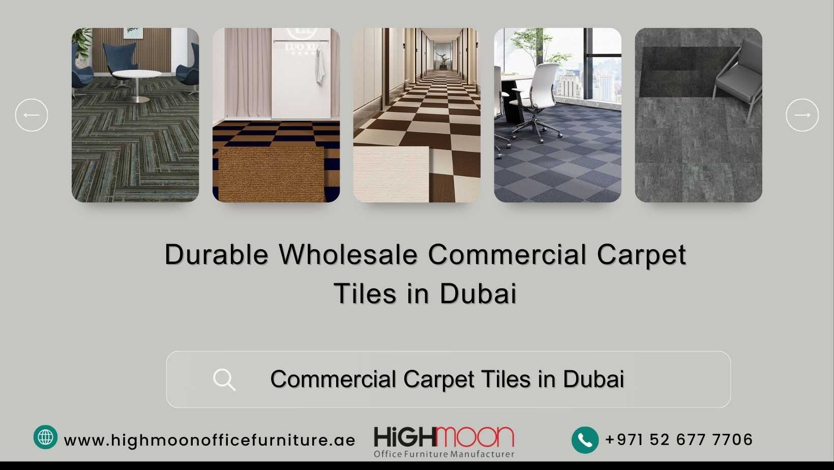 Durable commercial carpet tiles for office and home in Dubai