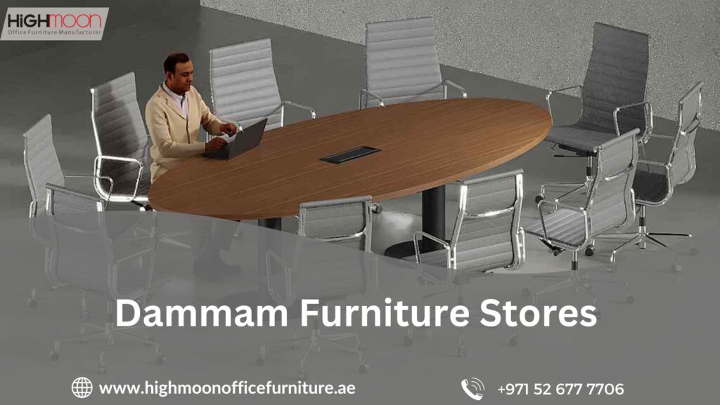 Quality office furniture in Dammam, featuring a selection of ergonomic chairs, modern desks, and stylish storage options.