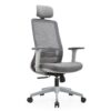 Ergonomic grey executive chair with adjustable settings and sleek design.