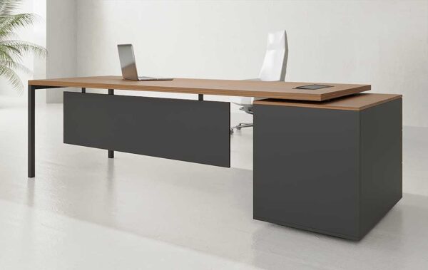 Tron V2 Straight Executive Desk (Open Type) (Black Leg)