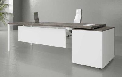 Tron V2 Straight Executive Desk (Open Type) (White Leg)