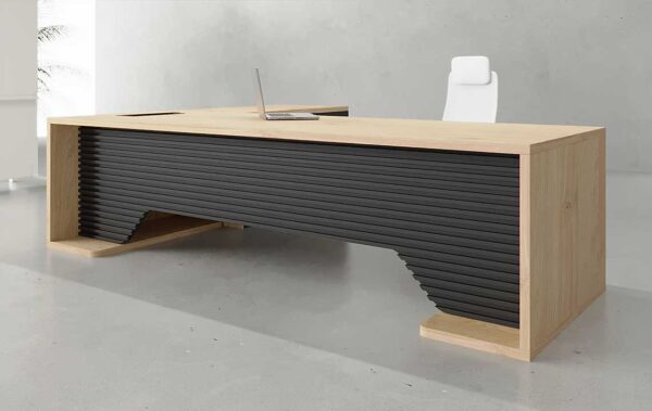 Kero L Shaped CEO Executive Desk Black for executive offices in Dubai.