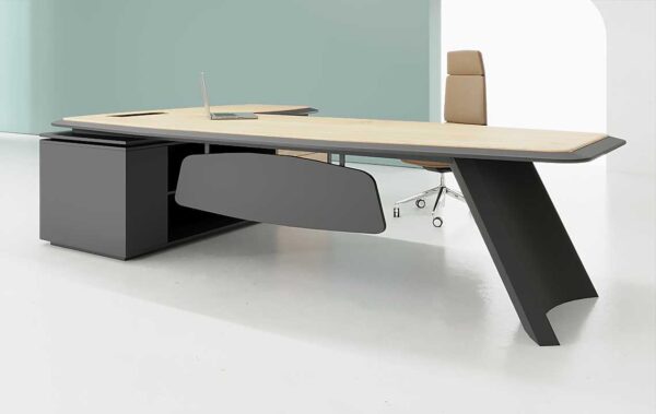 Lume L Shaped CEO Executive Desk Black ideal for executive offices in Dubai.