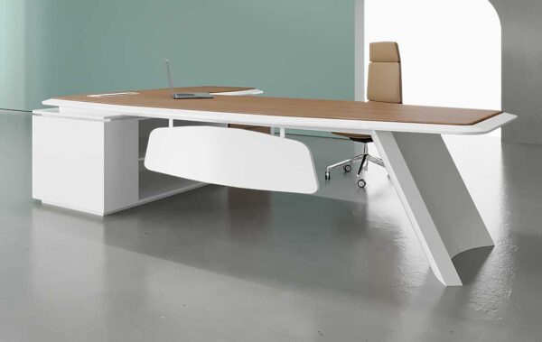 Lume L Shaped CEO Executive Desk White ideal for executive offices in Dubai.