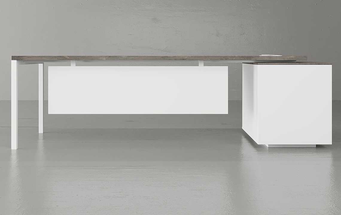 Tron V2 Straight Executive Desk (Open Type) (White Leg)