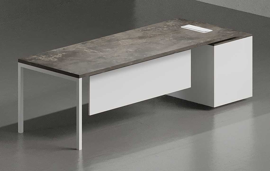 Tron V2 Straight Executive Desk (Open Type) (White Leg)