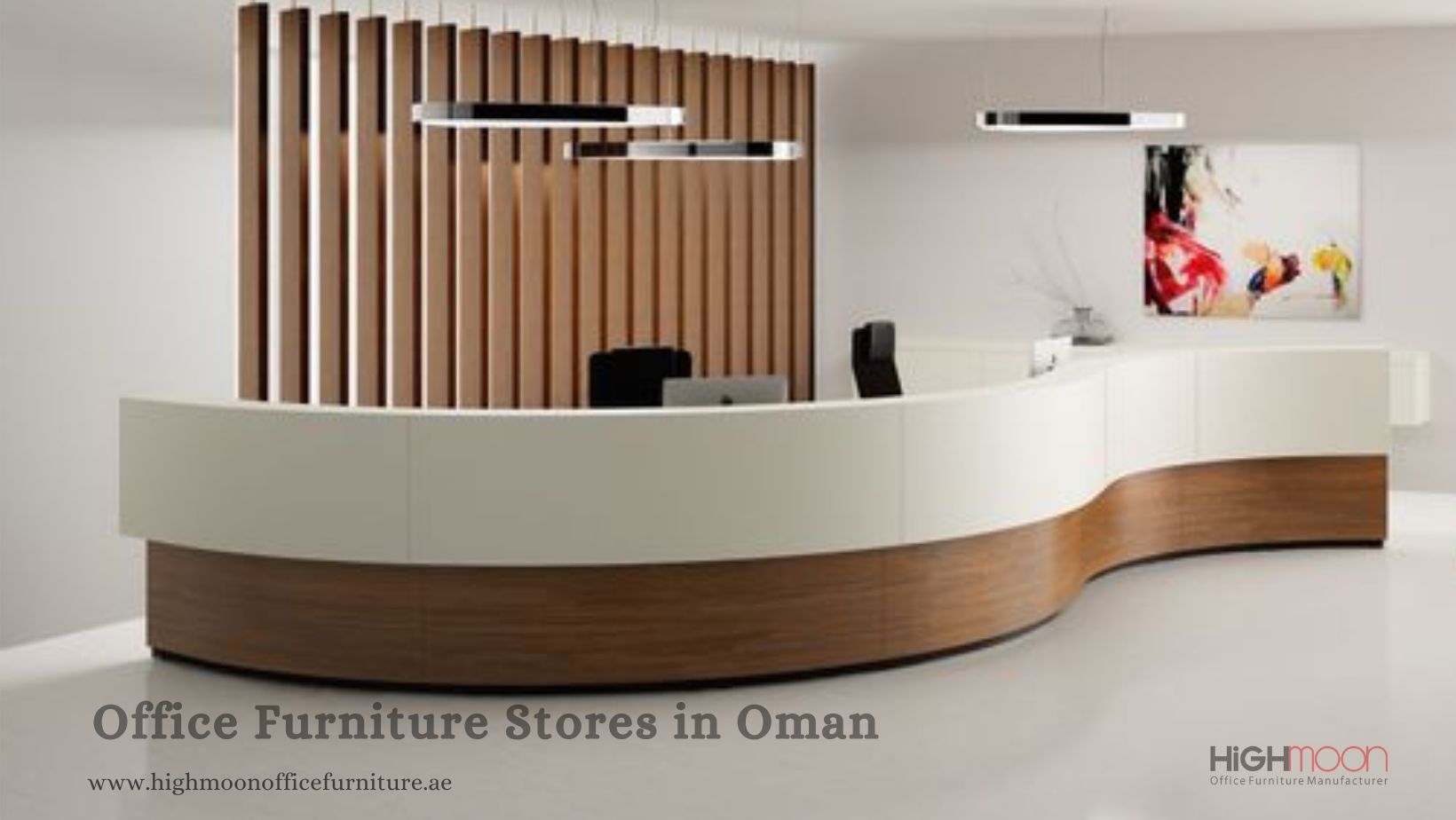 Modern office furniture set in a store in Oman