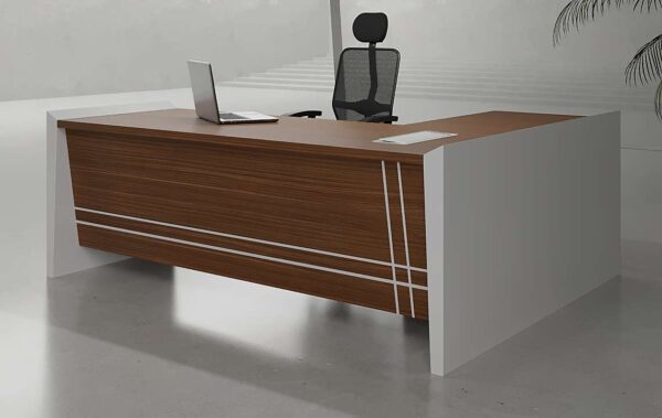 Raze L Shaped Executive Desk White Leg - Highmoon Office Furniture UAE