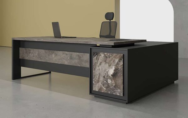 Vero L Shaped Executive Desk Black Leg - Office Furniture UAE