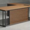 Yara L Shaped Executive Desk is Sleek, modern design with secure storage. Available at Dubai's top executive office desk supplier, Highmoon.