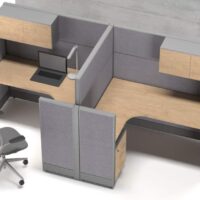 Aqua (A) 2 Cluster L Shaped Acoustic Workstation