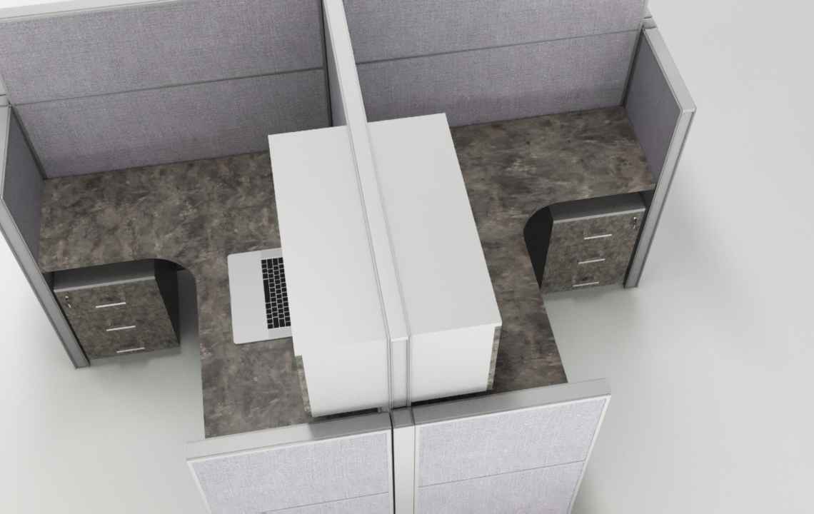 Aqua (A) 4 Cluster L Shaped Acoustic Workstation