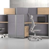 Aqua (A) 2 Cluster L-Shaped Acoustic Workstation