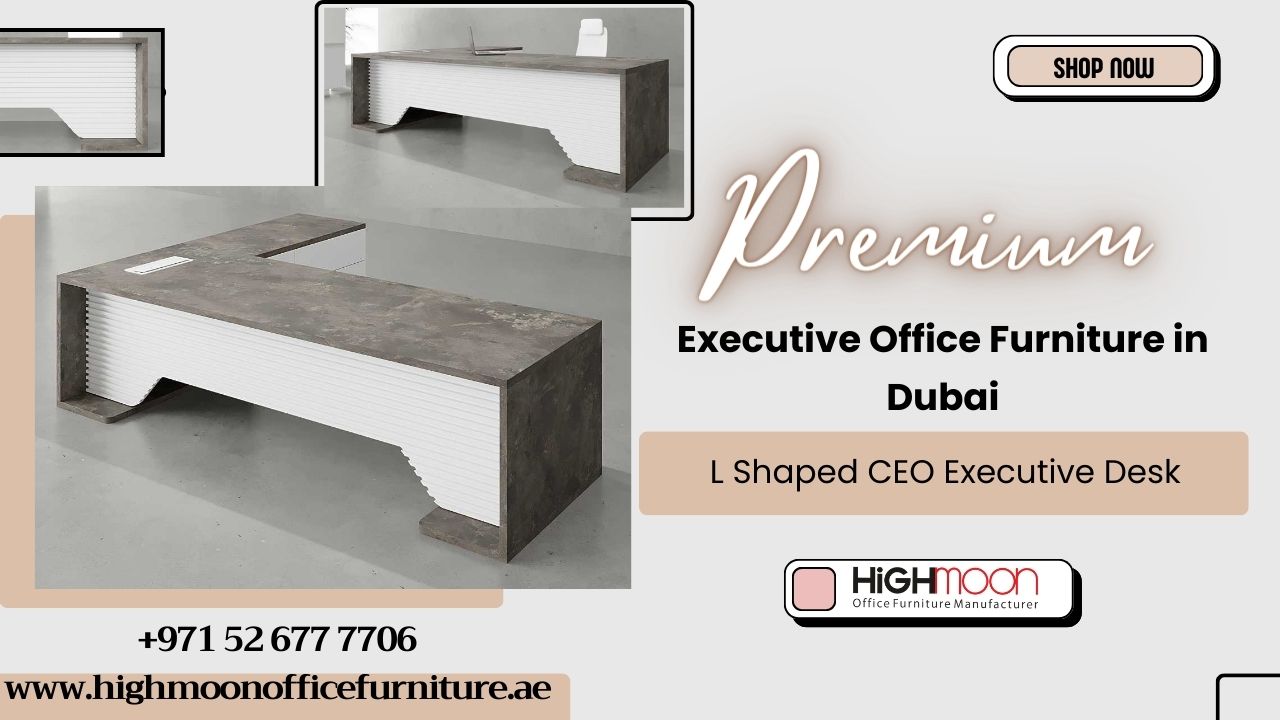 Quality executive desk in Dubai with stylish design, durable construction, and ample workspace for a professional office setting.